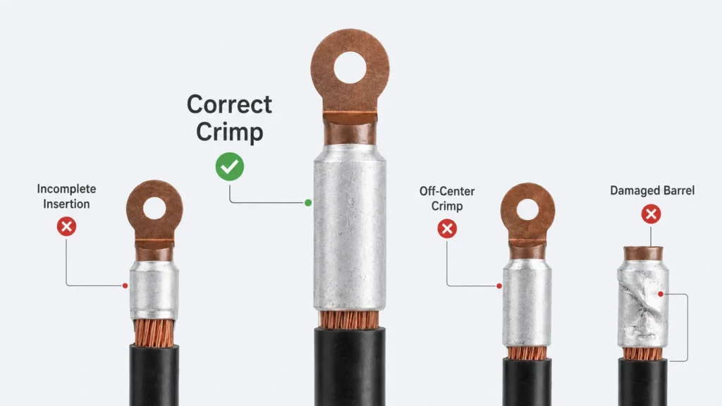 cable lug crimping defects quality check