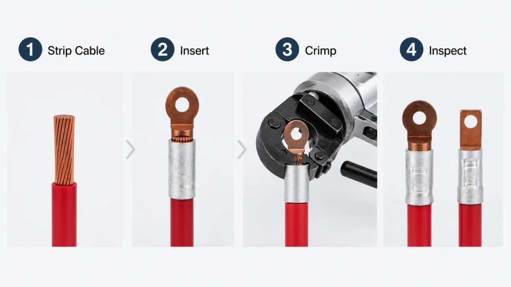 cable lug crimping steps guide