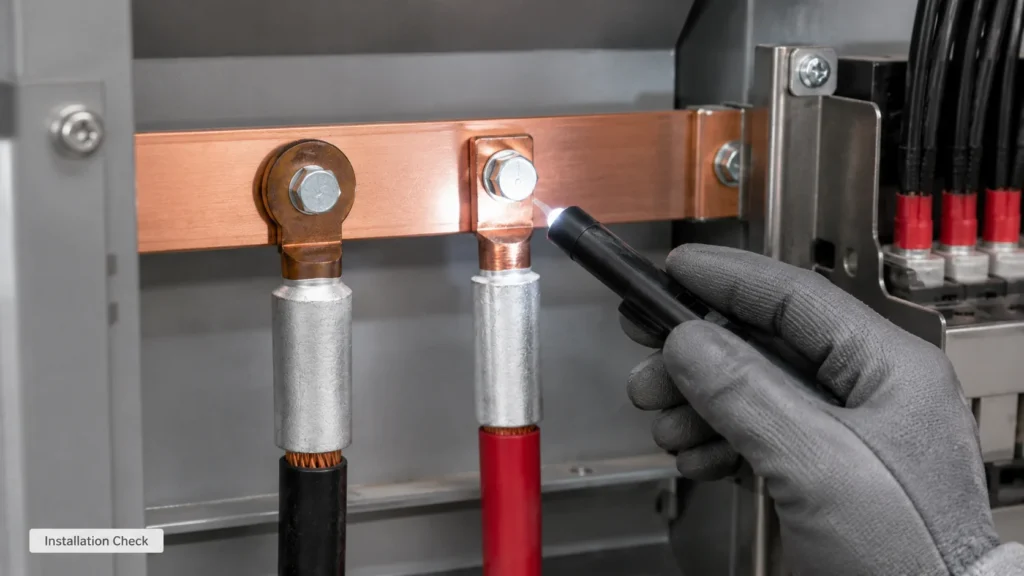 cable lug installation inspection electrical panel