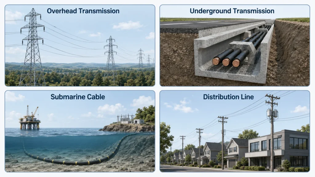 major types of electrical power lines