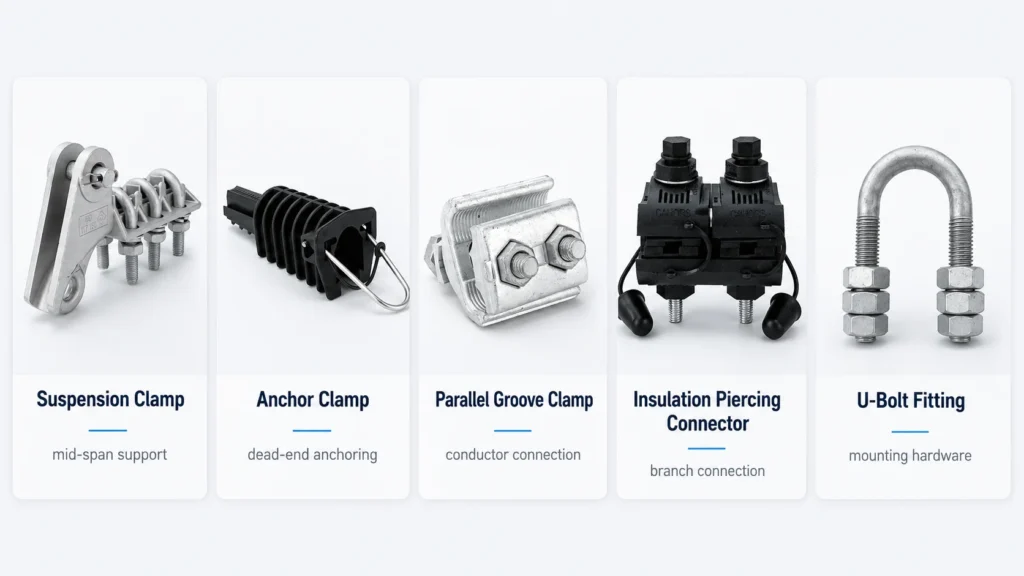types of power line fittings comparison