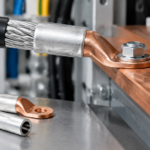 Bimetallic cable lug with aluminum barrel and copper palm for aluminum cable termination
